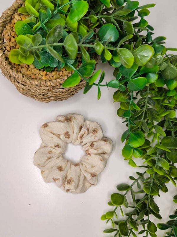 Chouchou double gaze ocre coton