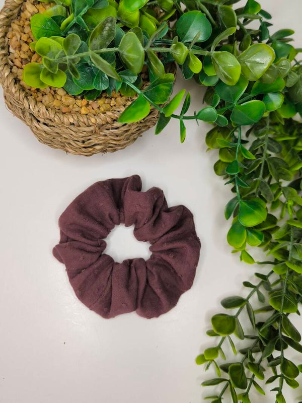 Chouchou double gaze plumetis figue