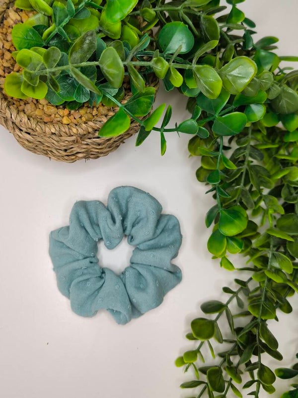 Chouchou double gaze plumetis aqua