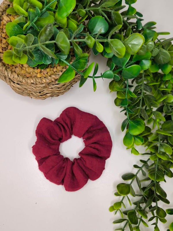 Chouchou double gaze plumetis rouge cerise