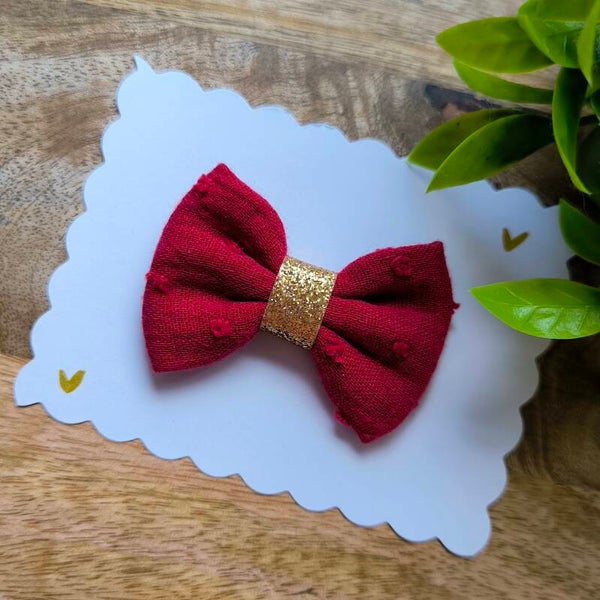 Double gaze plumetis rouge cerise