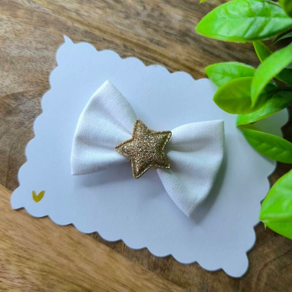 Barrette de Noël blanc étoile pailleté