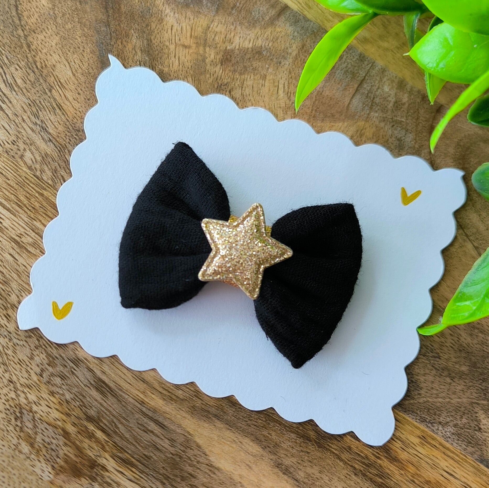 Barrette de Noël noir double gaze étoile pailleté