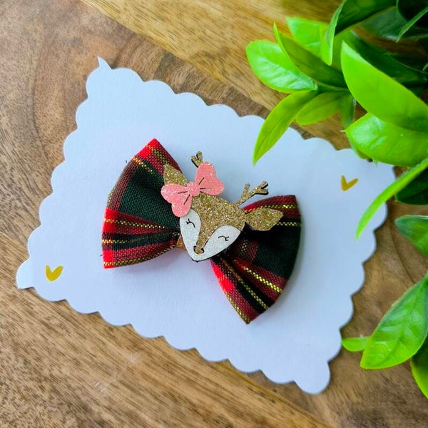 Barrette de Noël renne pailleté