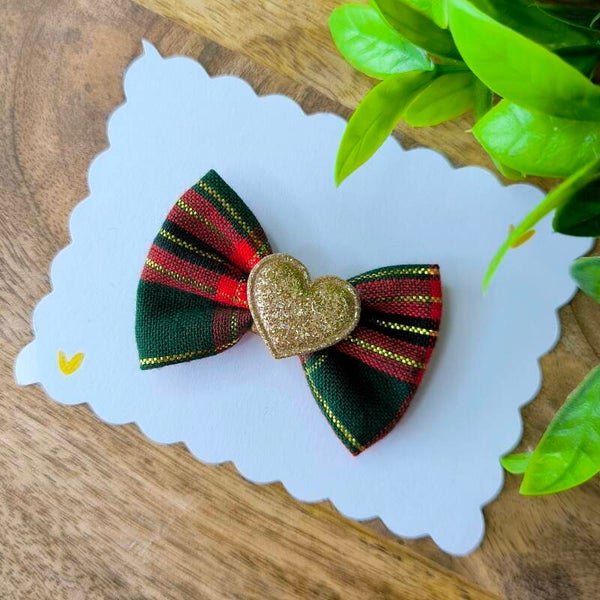 Barrette de Noël coeur pailleté