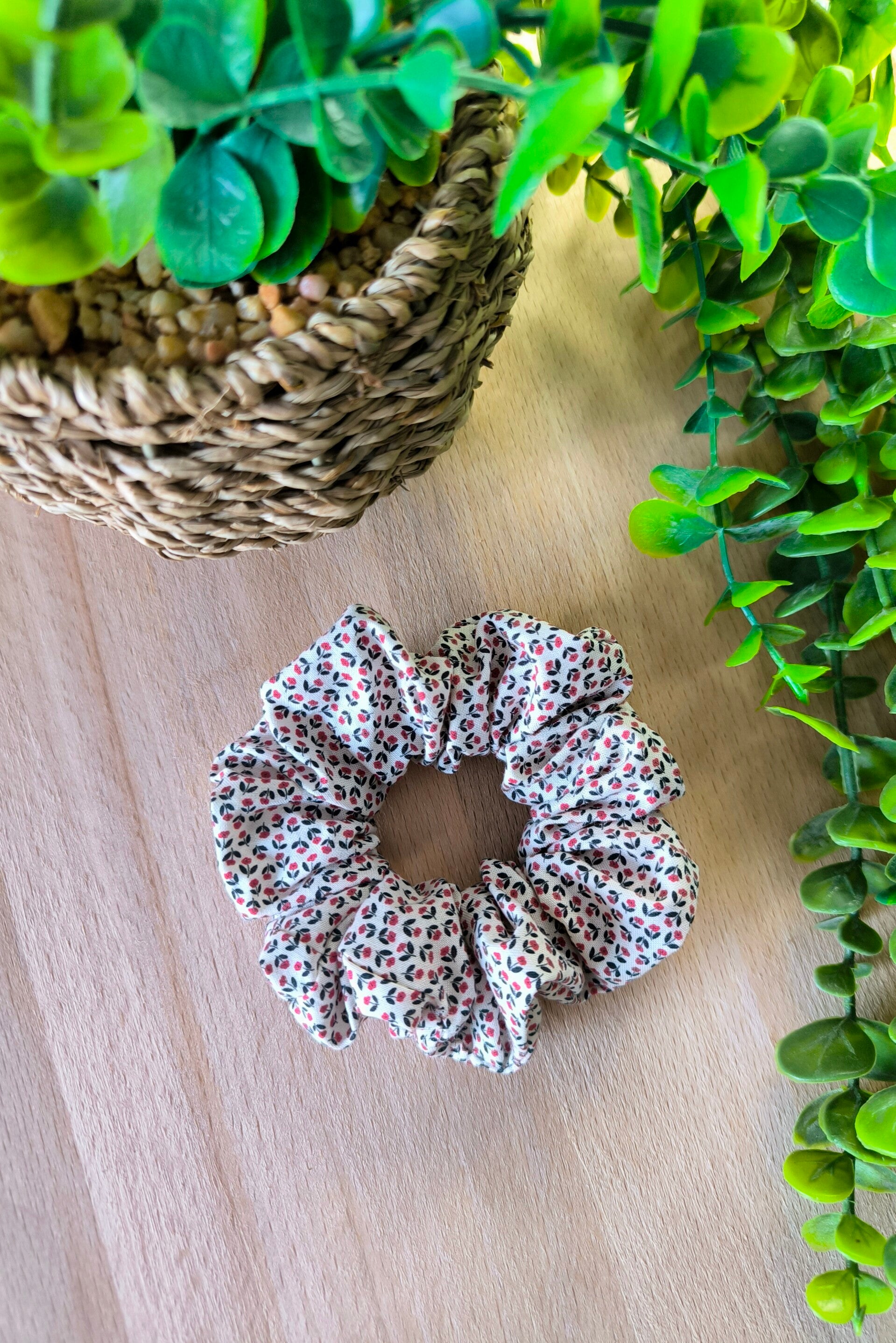 Chouchou mini fleur rouge