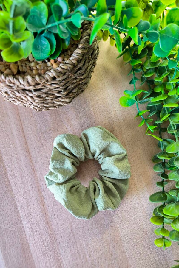 Chouchou coton lavé vert amande