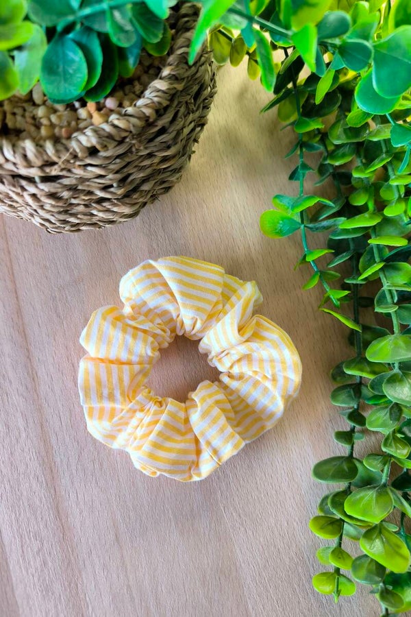 Chouchou rayure jaune citron