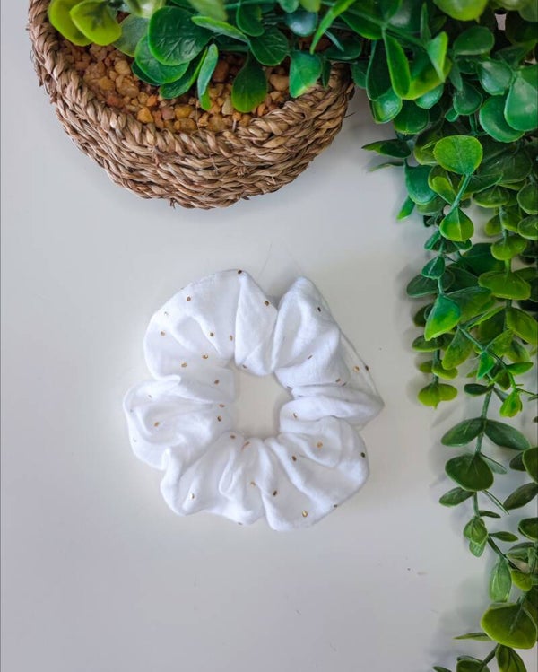 Chouchou double gaze blanc paillette