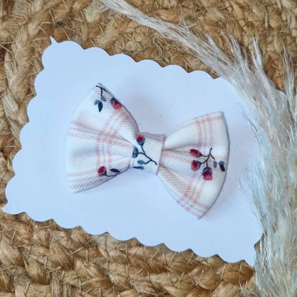 Nœud vichy fleurs rose