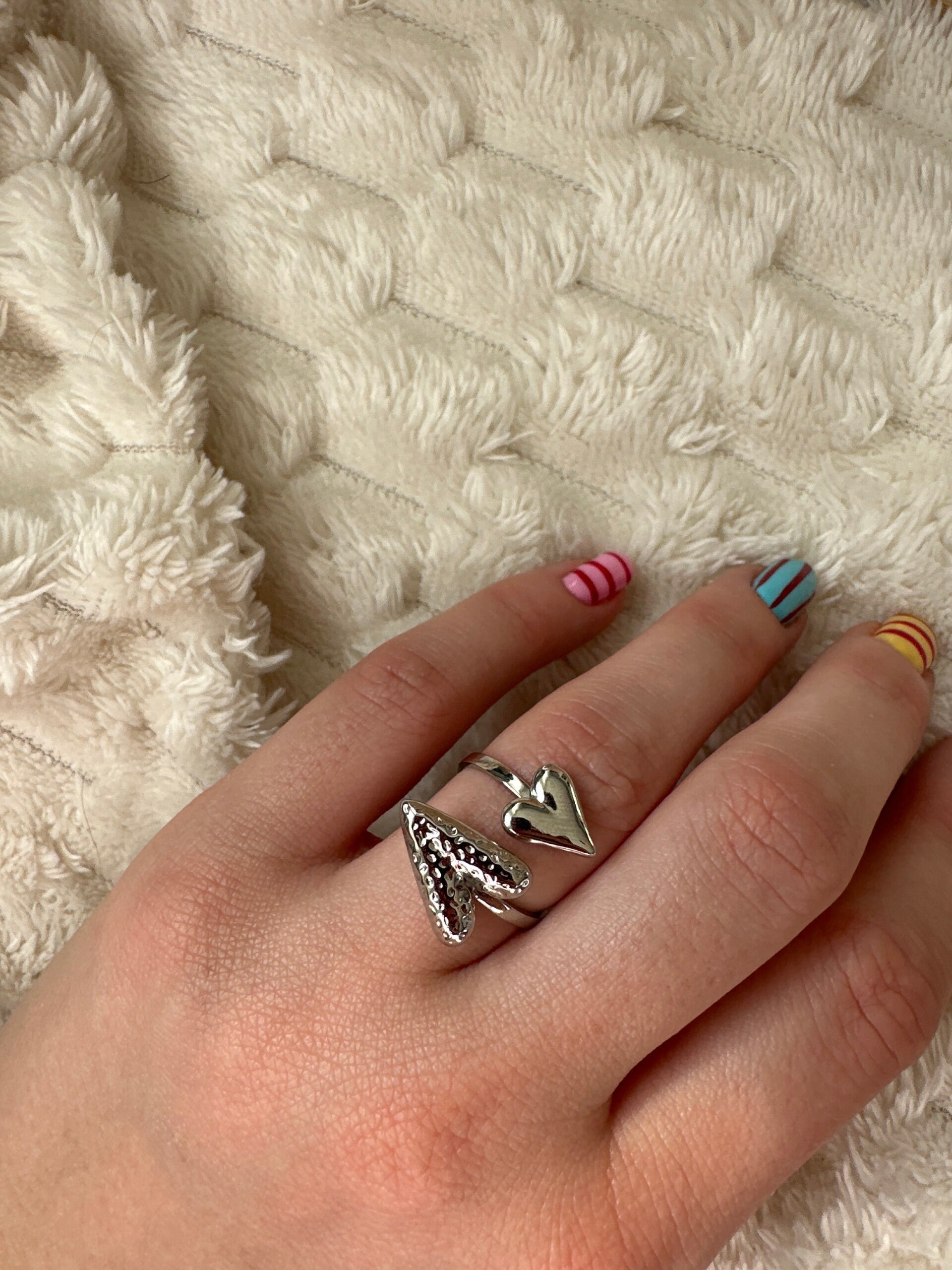 Heart duo ring zilver