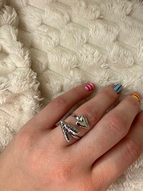 Heart duo ring zilver
