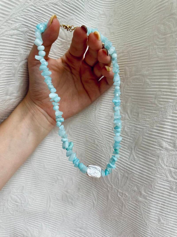 Ketting blue pearls