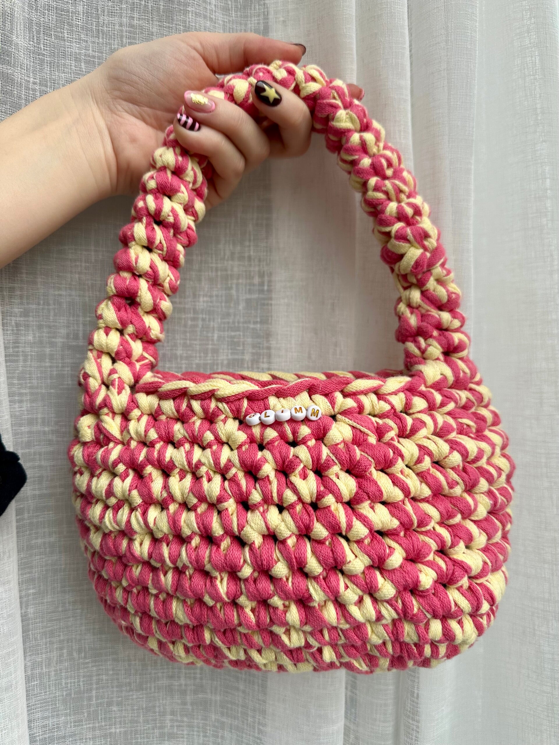 Big egg bag roze geel