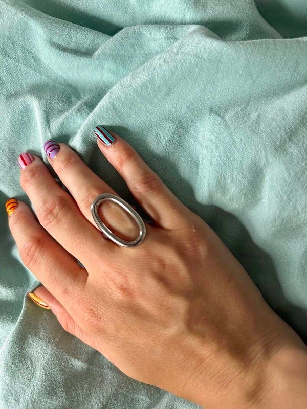 Ring big Oval zilver