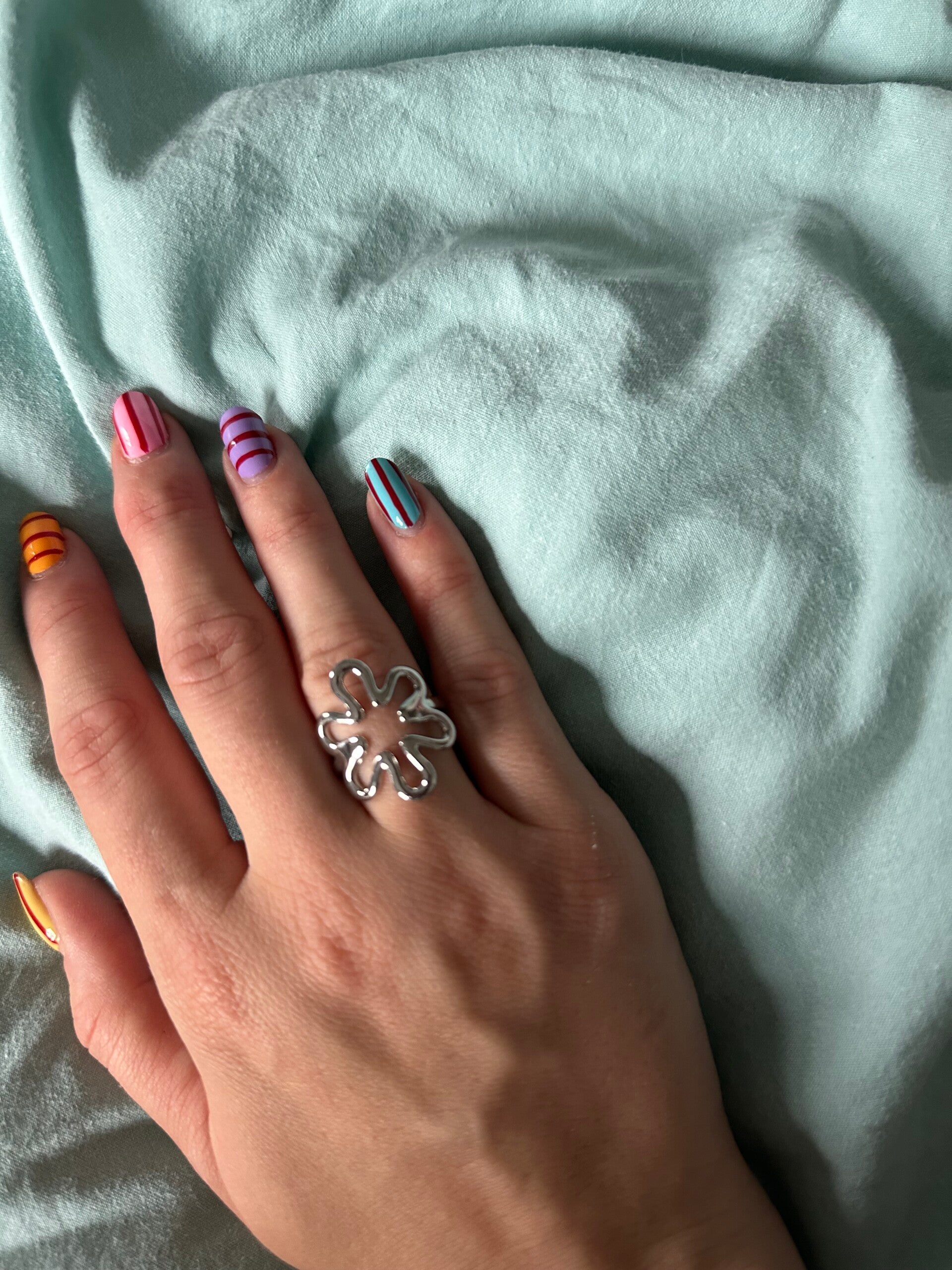Open flower ring zilver