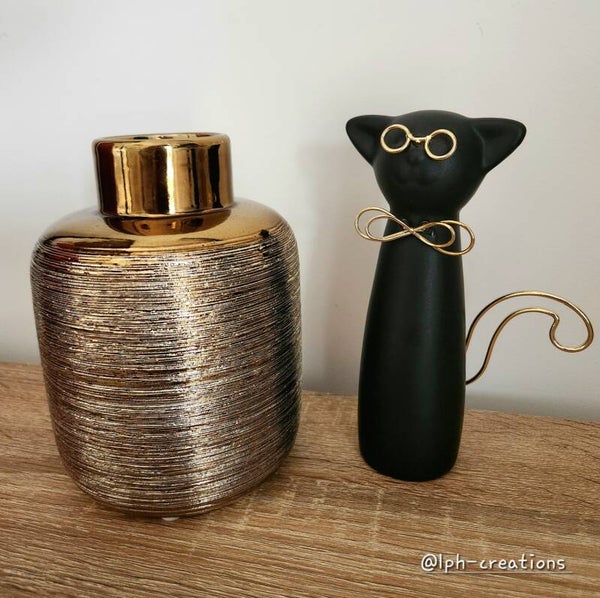 Vase grès strié "Doré"