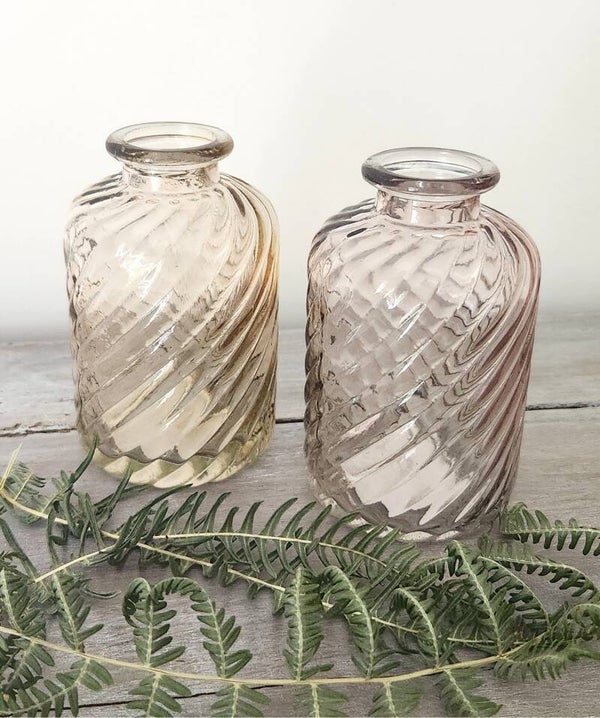 Mini soliflore en verre structuré pêche et rose