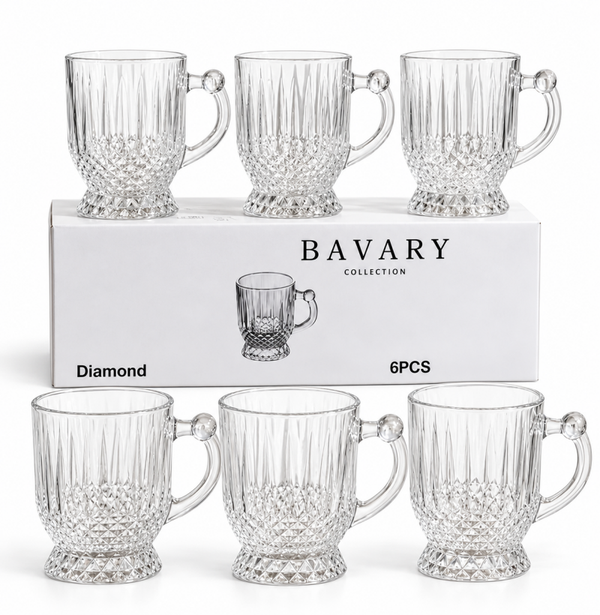Bavary 6-delige set transparante glazen met handvat