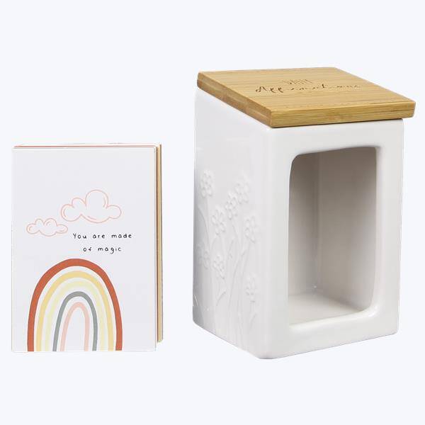 Ceramic Daily Affirmation Box with 50 Inspiration Cards