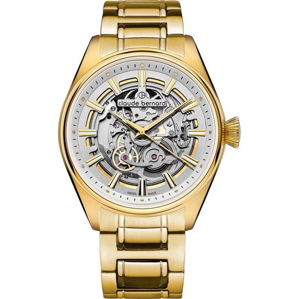 Relógio Automático Skeleton Dourado Heritage de Claude Bernard