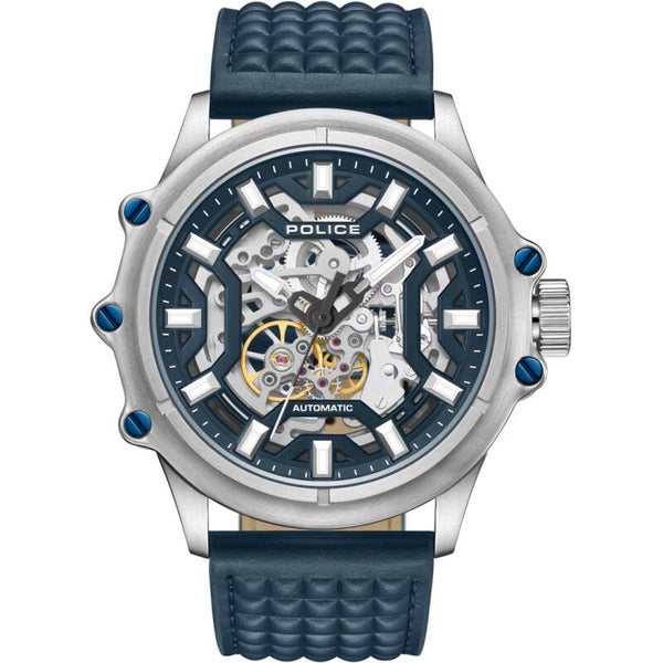 Relógio Automático Police Luang Prata/Azul Elegante