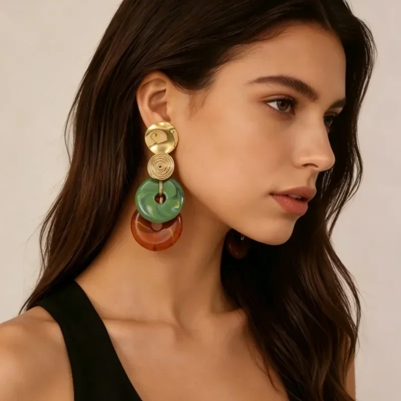 Statement amber/groen/goudkleur