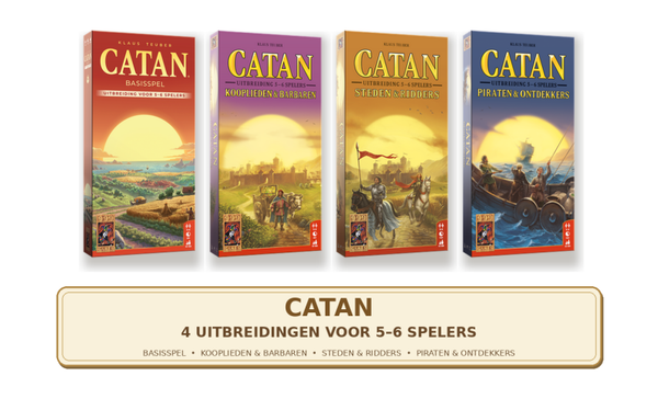 CATAN 5–6 Spelers Uitbreidingen – Basisspel, Kooplieden & Barbaren, Steden & Ridders en Piraten & Ontdekkers – Bundel 4 Producten NL
