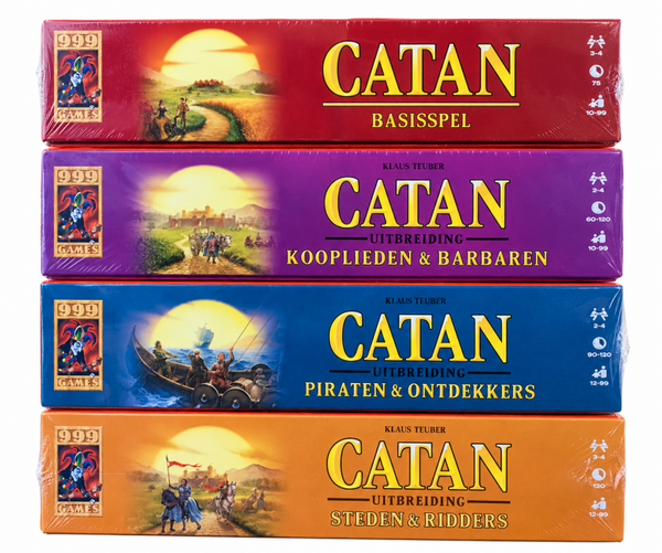 CATAN Basisspel + 3 Uitbreidingen – Kooplieden & Barbaren, Steden & Ridders en Piraten & Ontdekkers