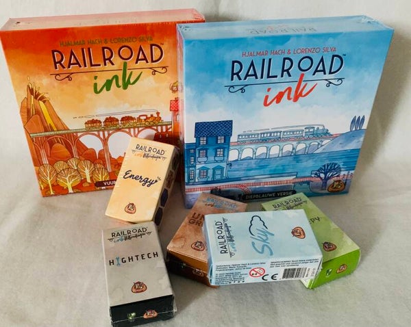 Railroad Ink Donkerblauw en rood - incl 5 uitbreidingen