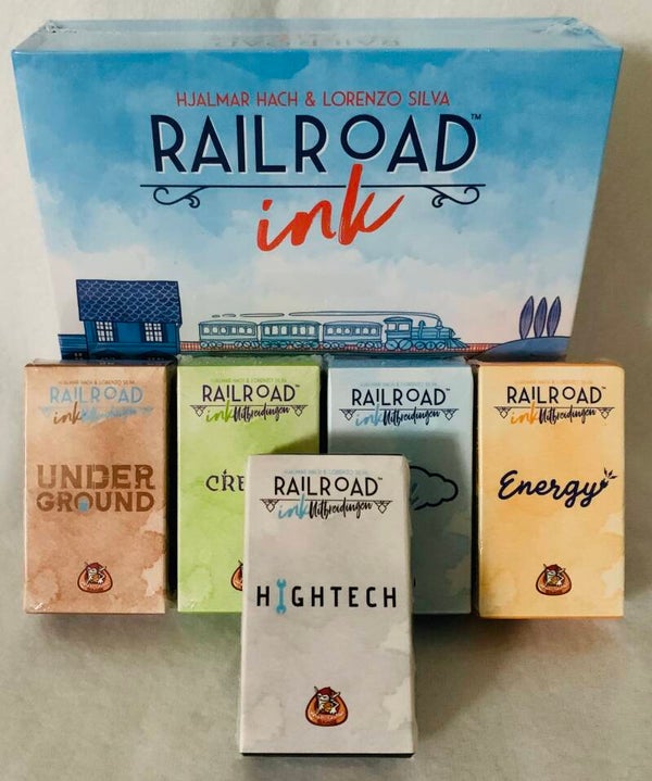 Railroad Ink Donkerblauw - incl 5 uitbreidingen - Dobbelspel