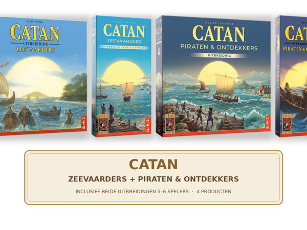 CATAN Zeevaarders + Piraten & Ontdekkers + Uitbreidingen 5–6 Spelers – Bundel met 4 Uitbreidingen NL