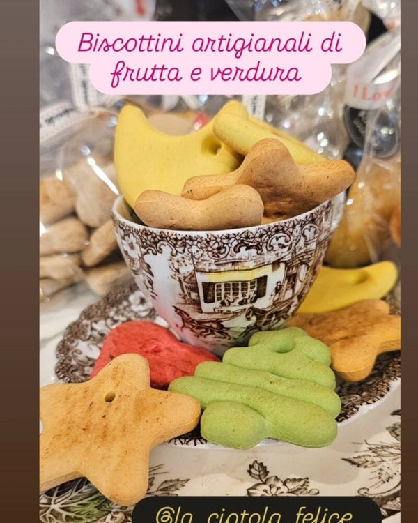 biscottini artigianali frutta e verdura  in deliziose confezioni regalo