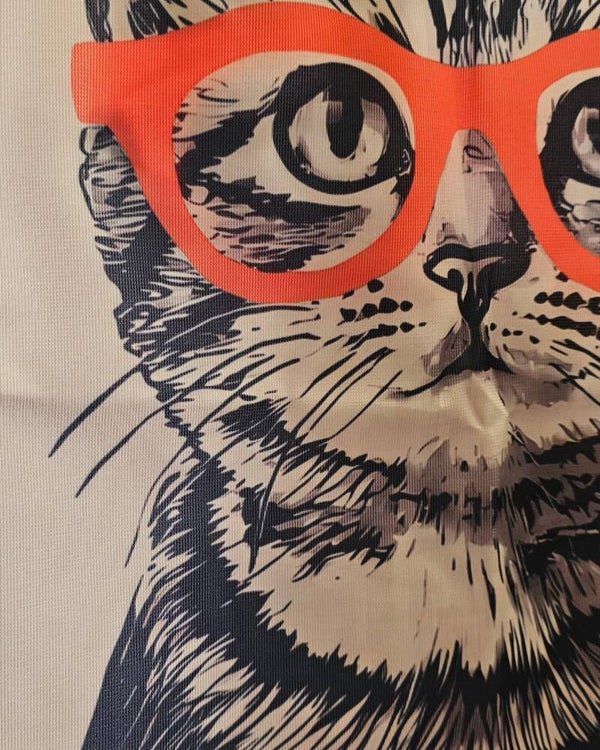 Borsa  cotone Simpatico gatto con occhiali