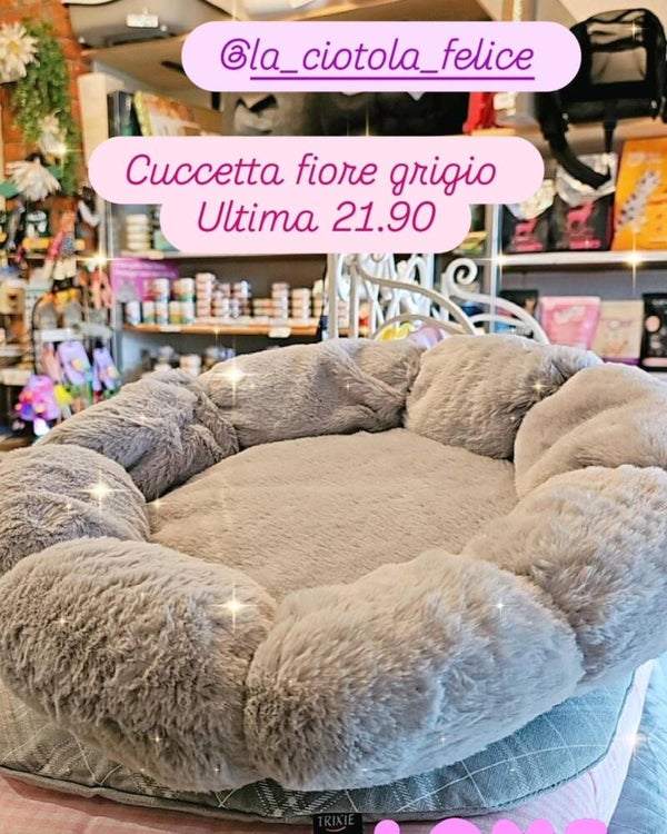Cuccetta fiore peluche grigia