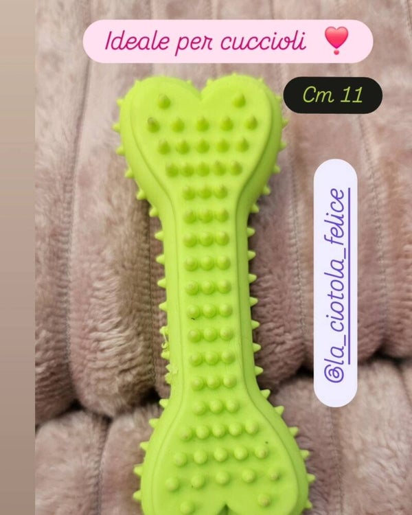 osso in gomma ideale per cuccioli verde fluo