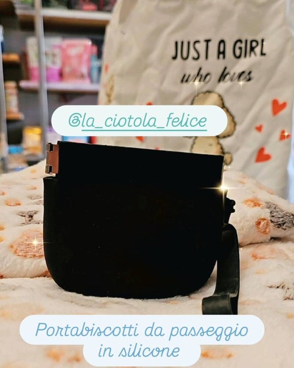 Portabiscotti da passeggio in silicone nero