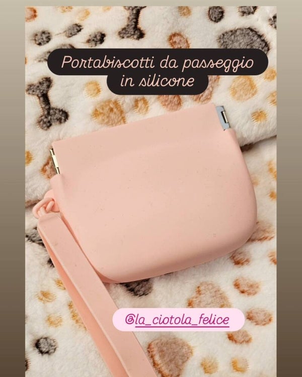 Portabiscotti da passeggio in silicone rosa
