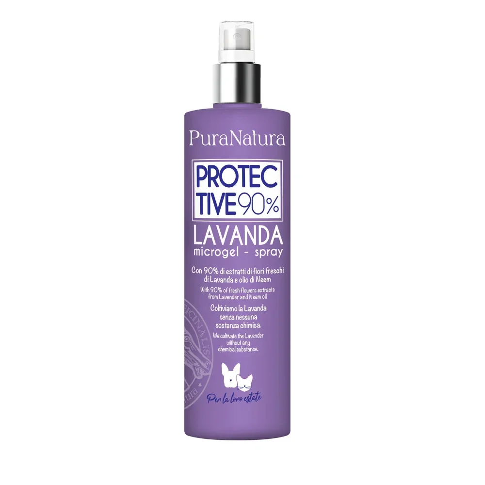 PROTECTIVE 90% LAVANDA  spray 250 ml Microgel Spray Antiparassitario naturale con Lavanda ed olio di Neem per cani, gatti e cavalli