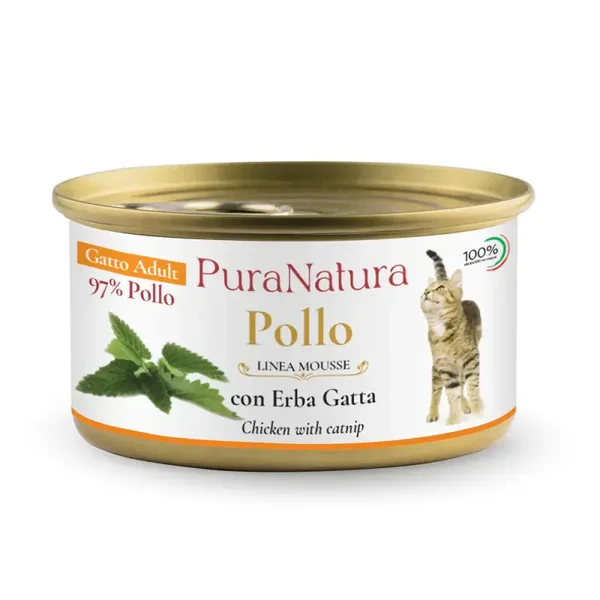 MOUSSE ADULT POLLO CON ERBA GATTA 0.85 gr
