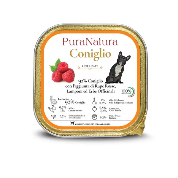 PATÉ ADULT CONIGLIO E LAMPONI alimento completo