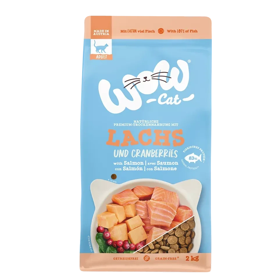 Cibo secco premium per gatti Salmone adulto con mirtilli rossi e tanta carne