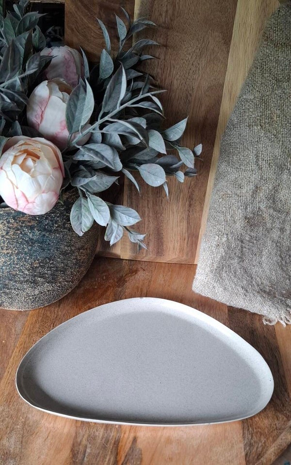 Metalen tray organisch sand marble 21x15cm