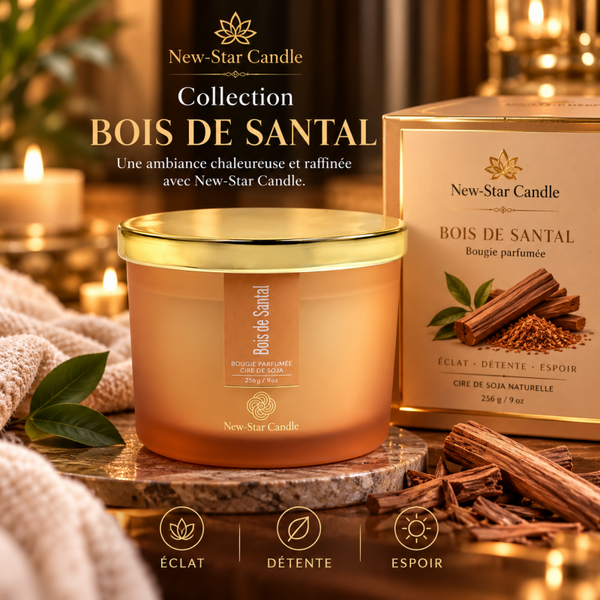 New- Star  candle Bois De Santal