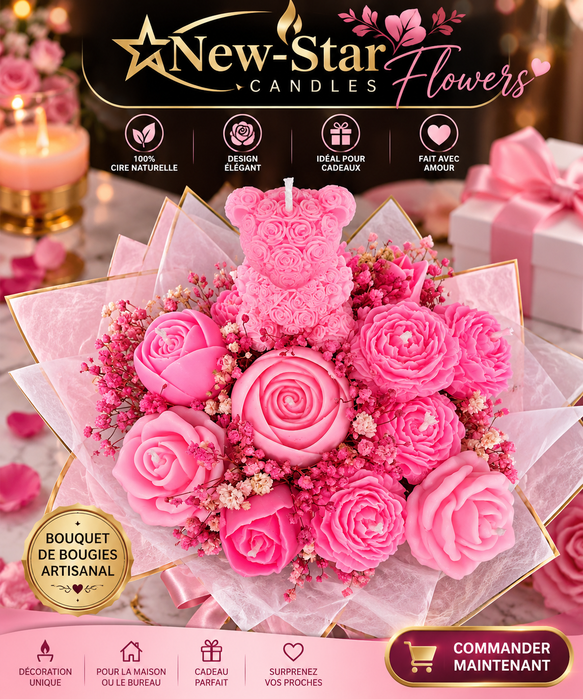 New- Star  candle Flower