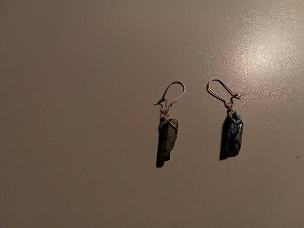 Teal kwarts oorhangers