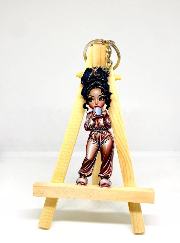Cozy girl sleutelhanger – relax vibe 💖