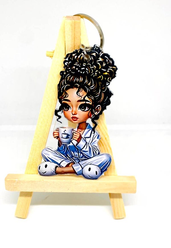 Cute girl sleutelhanger – coffee vibe ☕💖
