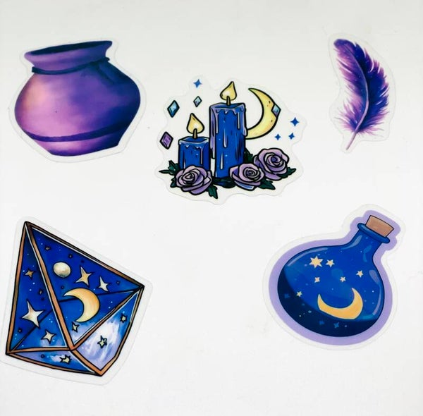 Mystical Moon Sticker Set – 5 stuks