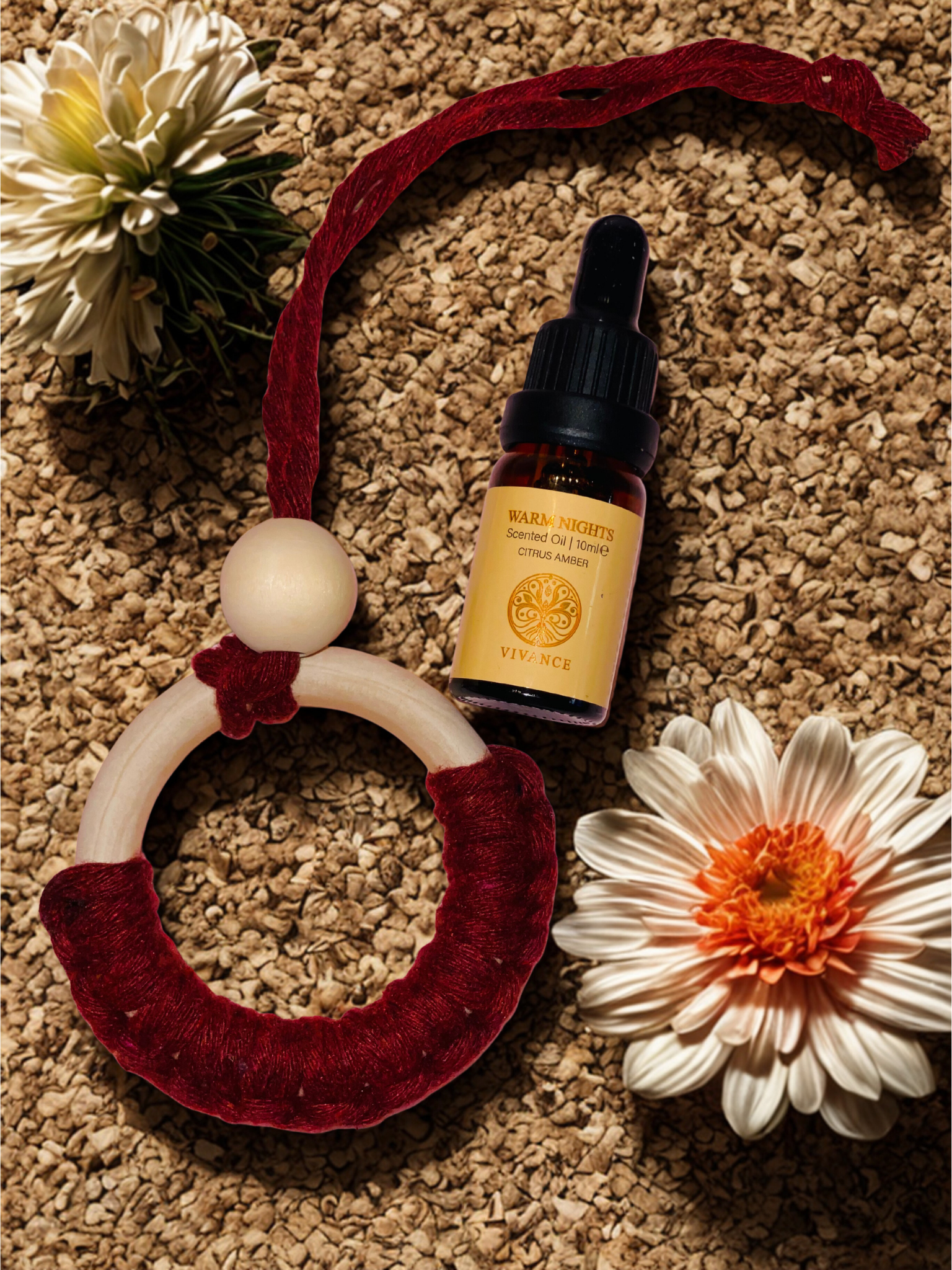 Handgemaakte Macramé Ring – Citrus Amber Geur | Crafted Creations